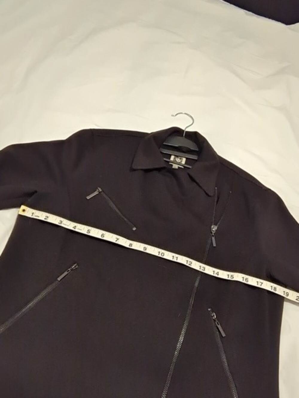 Anne Klein Black Asymmetric Zip Moto Jacket - Picture 3 of 4